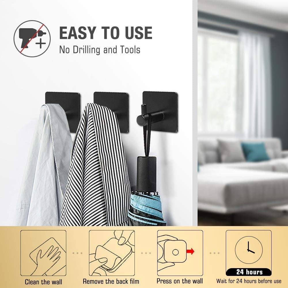 4-Pack: Heavy Duty Durable 304 Stainless Steel Wall Hooks