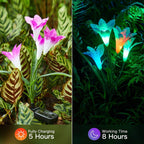 4-pack: Solar garden lights with color change and 16 larger lily flowers