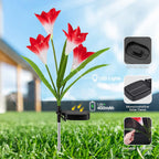 4-pack: Solar garden lights with color change and 16 larger lily flowers
