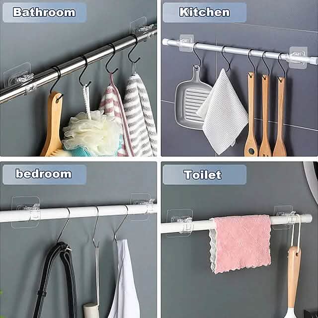 4-part: No drill curtain rod hook holder