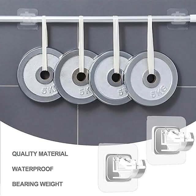 4-part: No drill curtain rod hook holder