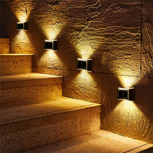 4-piece: Solar Outdoor 6 LED Waterproof Wall Lights