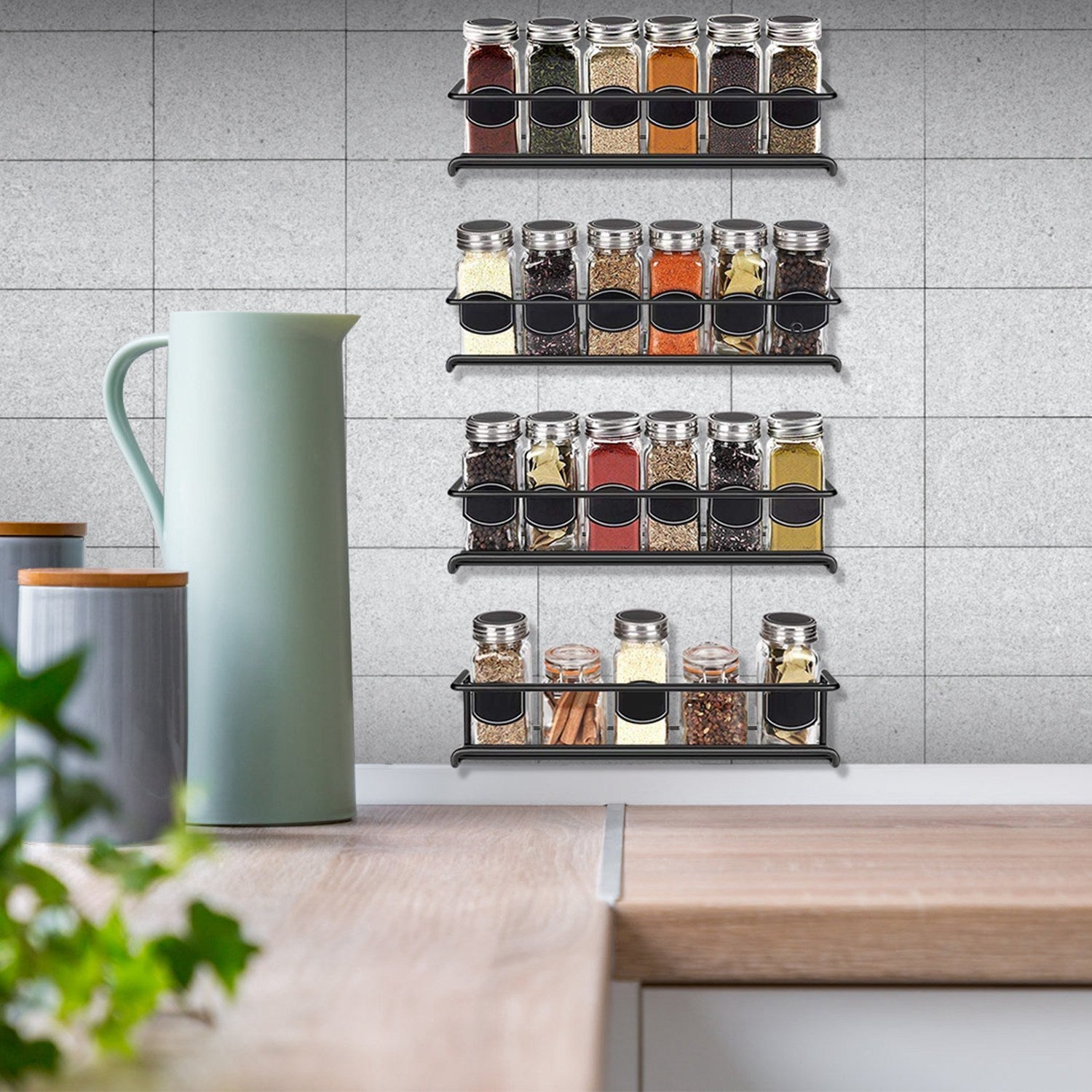 4-piece: Wall-mounted spice racks