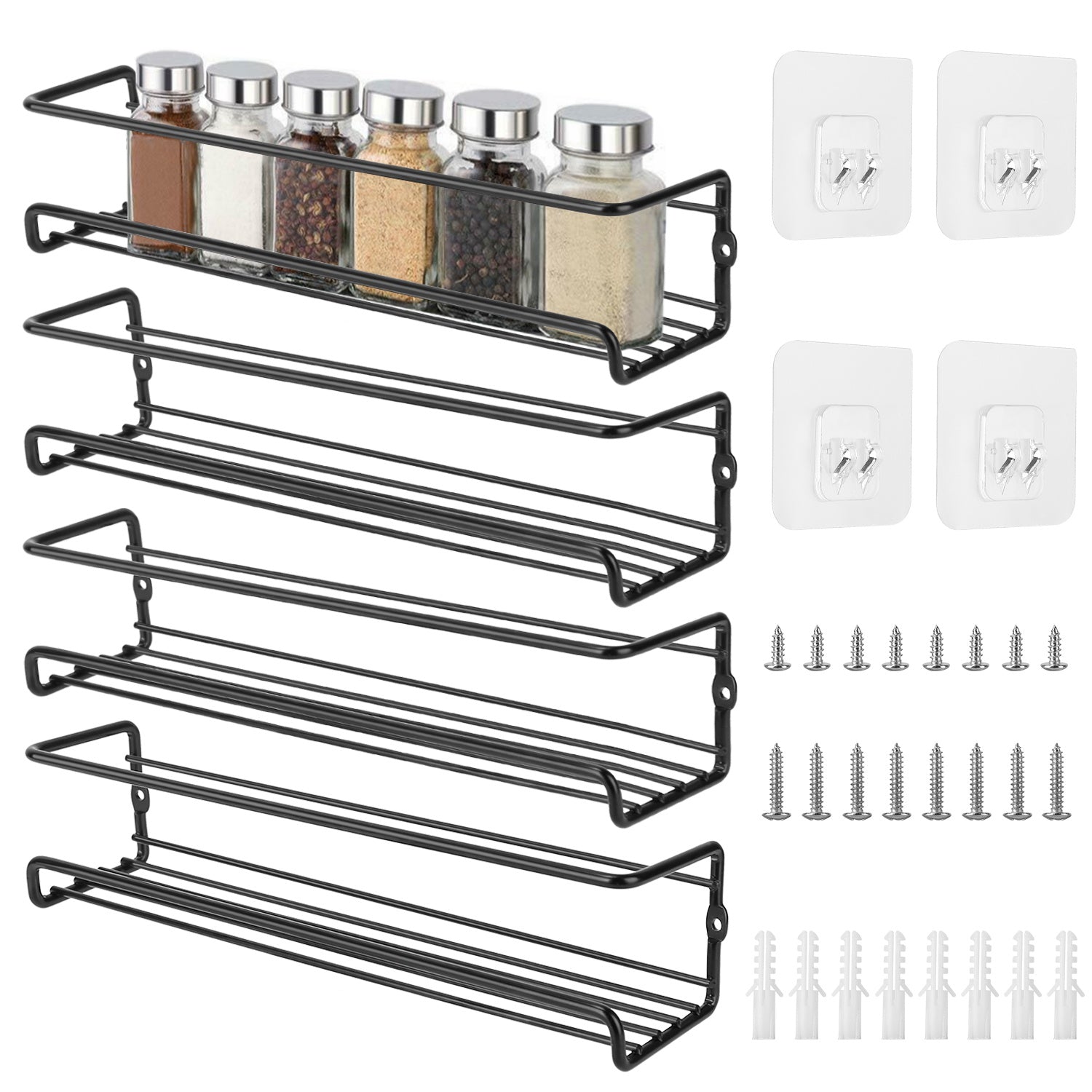 4-piece: Wall-mounted spice racks