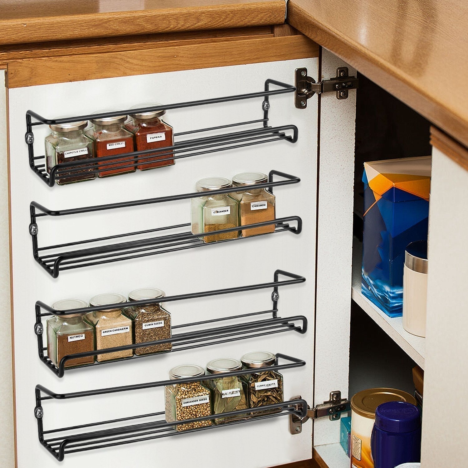 4-piece: Wall-mounted spice racks