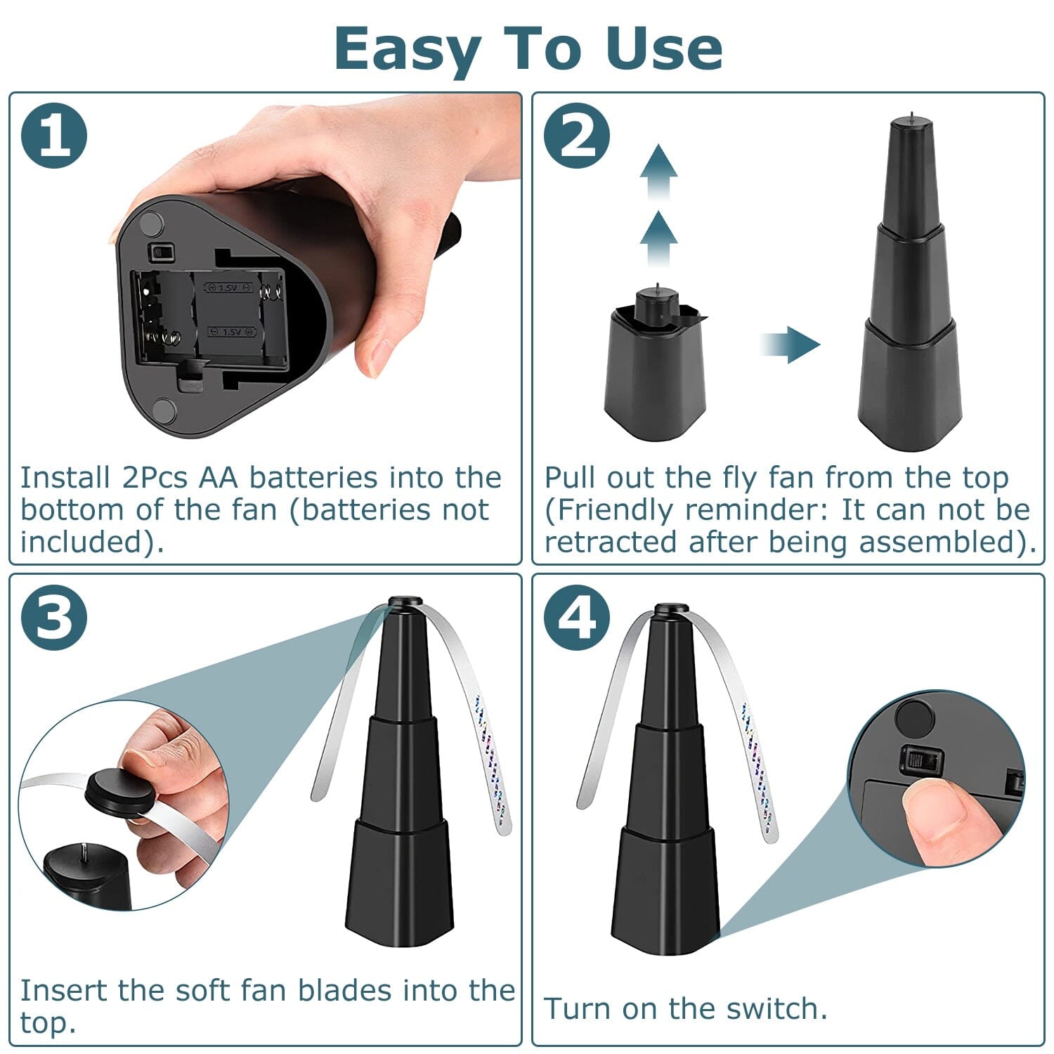4-Piece: Fly Repellent Fan Table Battery Operated Insect Repellent