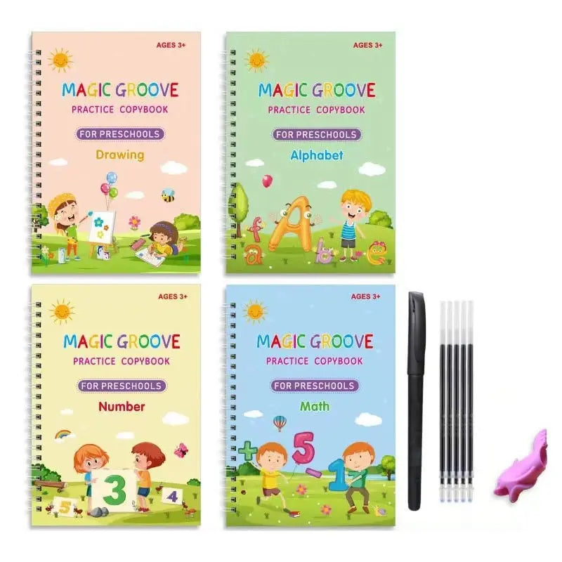 4-piece Reusable Learning Booklet Set for Children