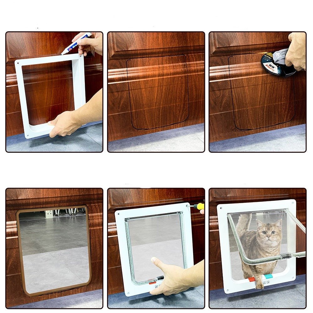SafeFold - Versatile Folding Door with 4-Way Cat Flap & Safety Lock