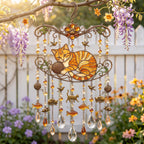 Cat Stained Glass Suncatcher Wind Chime – For Cat Lovers & Pet Owners