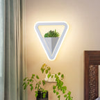 White 1 Bulb Wall Light Minimalistic Acrylic Triangle LED Plant Wall Lamp in Warm/White Light