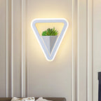 White 1 Bulb Wall Light Minimalistic Acrylic Triangle LED Plant Wall Lamp in Warm/White Light
