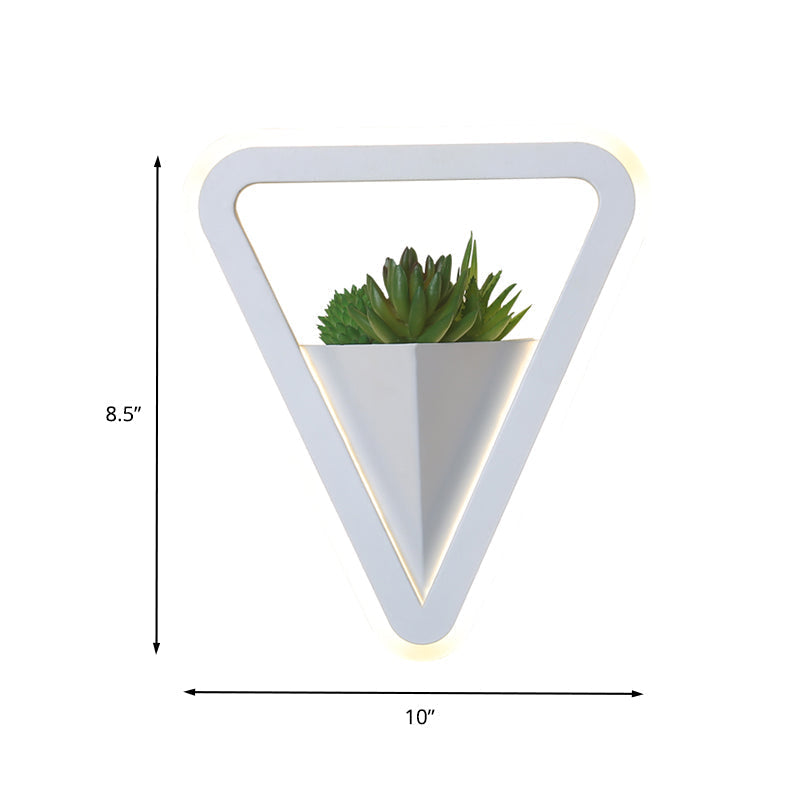 White 1 Bulb Wall Light Minimalistic Acrylic Triangle LED Plant Wall Lamp in Warm/White Light