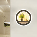 Metal White Wall Lamp Circular 1 Head LED Industrial Wall Light Fixture