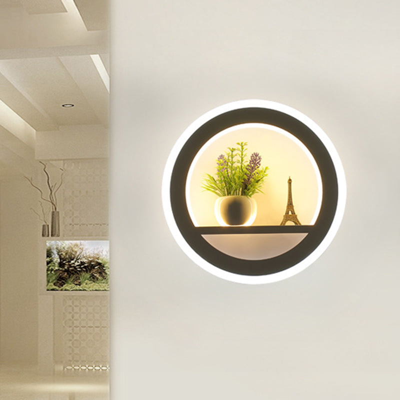 Metal White Wall Lamp Circular 1 Head LED Industrial Wall Light Fixture