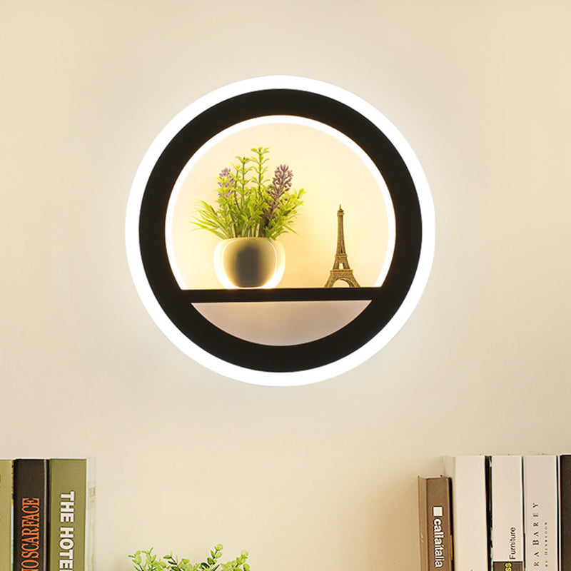 Metal White Wall Lamp Circular 1 Head LED Industrial Wall Light Fixture