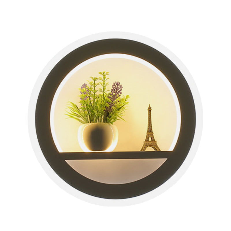 Metal White Wall Lamp Circular 1 Head LED Industrial Wall Light Fixture