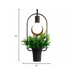 Potted Plant Restaurant Wall Lamp Industrial Metal 1 Bulb Black LED Wall Lighting