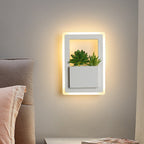 Acrylic White Wall Lamp Round/Rectangular/Diamond LED Industrial Plant Wall Lighting Fixture in Warm/White Light