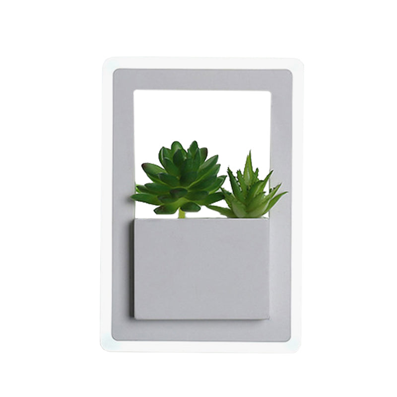 Acrylic White Wall Lamp Round/Rectangular/Diamond LED Industrial Plant Wall Lighting Fixture in Warm/White Light