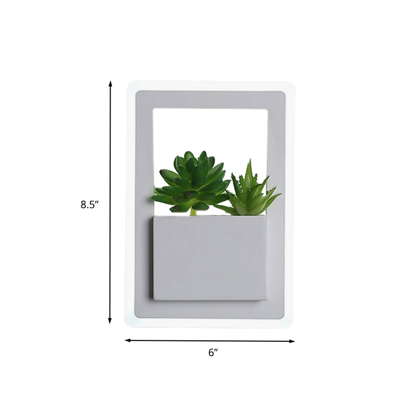 Acrylic White Wall Lamp Round/Rectangular/Diamond LED Industrial Plant Wall Lighting Fixture in Warm/White Light