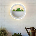 Acrylic White Wall Lamp Round/Rectangular/Diamond LED Industrial Plant Wall Lighting Fixture in Warm/White Light