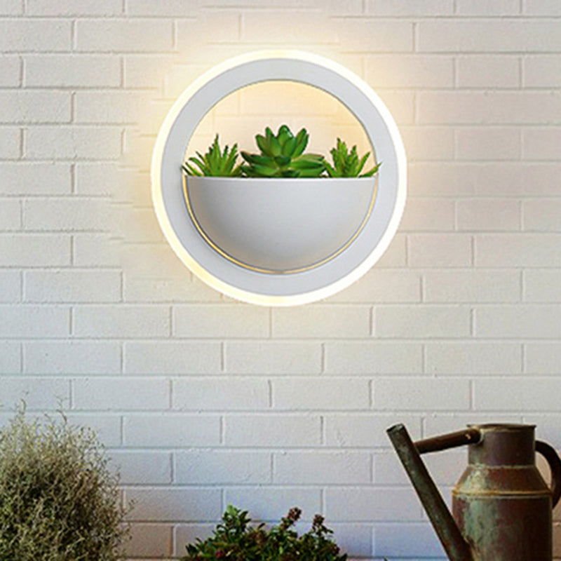 Acrylic White Wall Lamp Round/Rectangular/Diamond LED Industrial Plant Wall Lighting Fixture in Warm/White Light