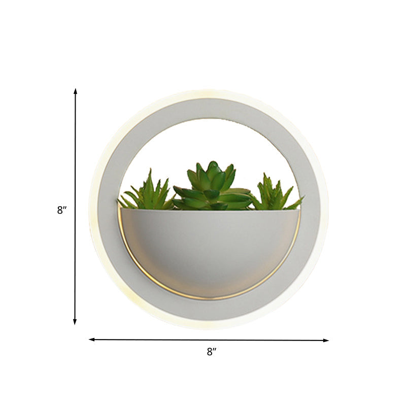 Acrylic White Wall Lamp Round/Rectangular/Diamond LED Industrial Plant Wall Lighting Fixture in Warm/White Light