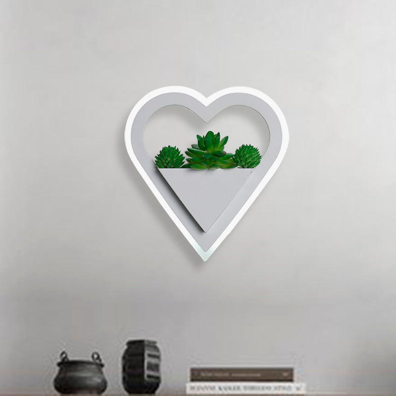 Acrylic White Wall Lamp Round/Rectangular/Diamond LED Industrial Plant Wall Lighting Fixture in Warm/White Light