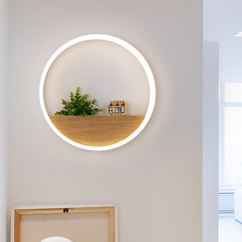 LED Acrylic Wall Light Simple White Round Living Room Plants Wall Mount Light, 8"/12"/16" Diameter