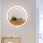 LED Acrylic Wall Light Simple White Round Living Room Plants Wall Mount Light, 8"/12"/16" Diameter
