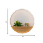 LED Acrylic Wall Light Simple White Round Living Room Plants Wall Mount Light, 8"/12"/16" Diameter