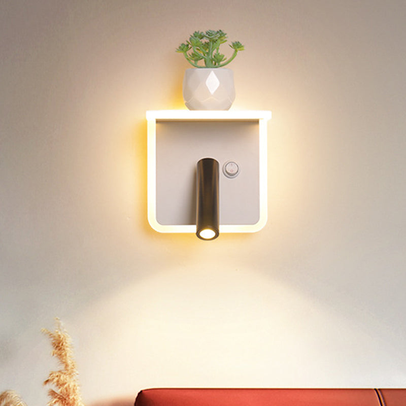 White LED wall light Minimalism Acrylic Round/Rectangle Wall Outdoor Light with Plant Decoration in Warm/White Light