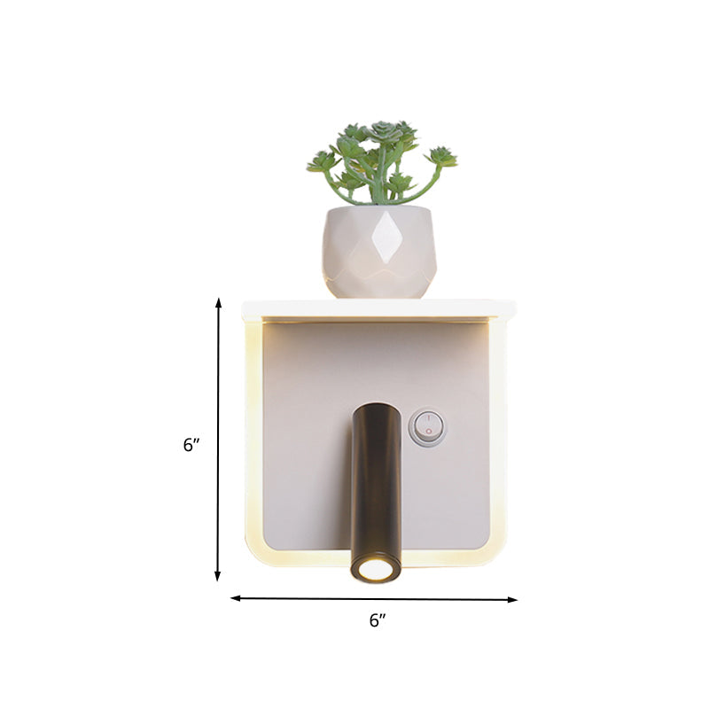 White LED wall light Minimalism Acrylic Round/Rectangle Wall Outdoor Light with Plant Decoration in Warm/White Light