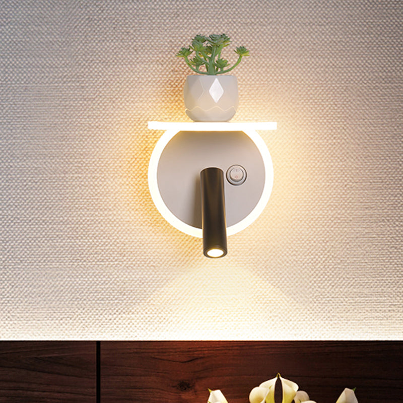 White LED wall light Minimalism Acrylic Round/Rectangle Wall Outdoor Light with Plant Decoration in Warm/White Light