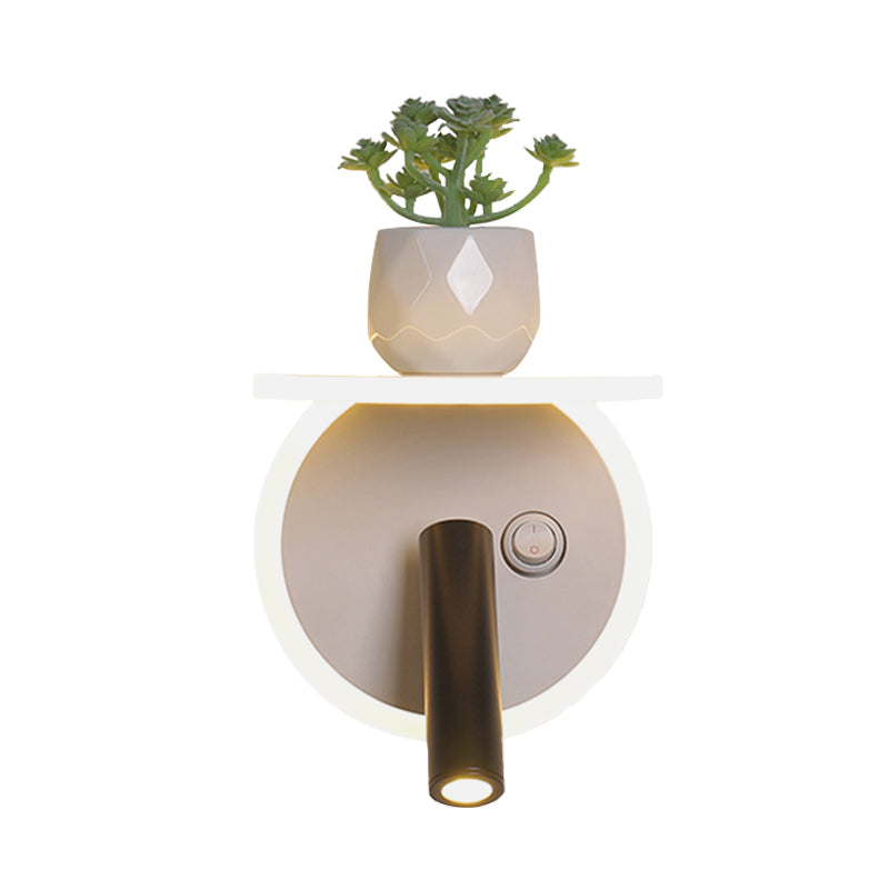 White LED wall light Minimalism Acrylic Round/Rectangle Wall Outdoor Light with Plant Decoration in Warm/White Light
