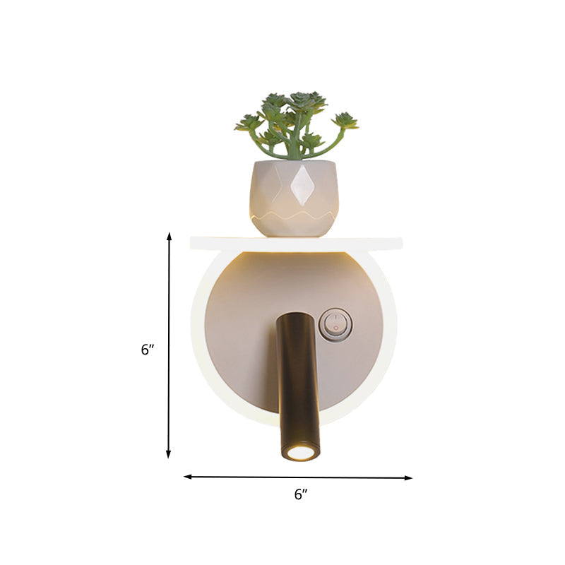 White LED wall light Minimalism Acrylic Round/Rectangle Wall Outdoor Light with Plant Decoration in Warm/White Light