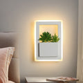 White LED Wall Lighting Minimalist Acrylic Rectangles Wall Lamp with Plant Decoration for Bedroom, Warm/White Light