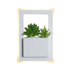 White LED Wall Lighting Minimalist Acrylic Rectangles Wall Lamp with Plant Decoration for Bedroom, Warm/White Light