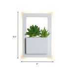 White LED Wall Lighting Minimalist Acrylic Rectangles Wall Lamp with Plant Decoration for Bedroom, Warm/White Light
