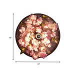 LED Wall Light Industrial Restaurant Flower Wall Mounted Fixture with Wheel Metal Shade in Black, 12.5"/19"/23" Diameter