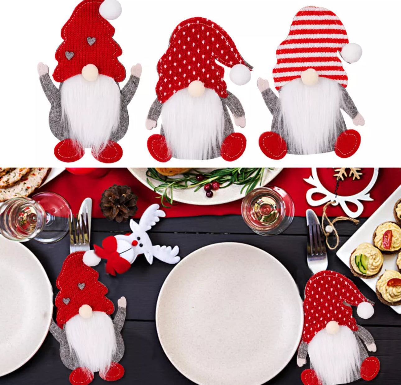 5pc Christmas Gonk Cutlery Holder