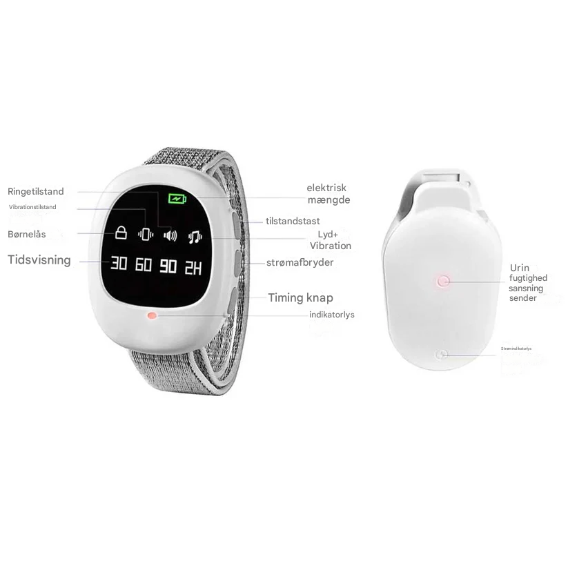 Wireless Bedwetting Alarm with Vibration Signal & Timer Function - USB Rechargeable