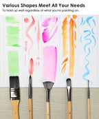Artist Paint Brush Set | 24 Nylon Brushes with 7 Shapes & Palette Knife | Acrylic, Oil & Watercolor