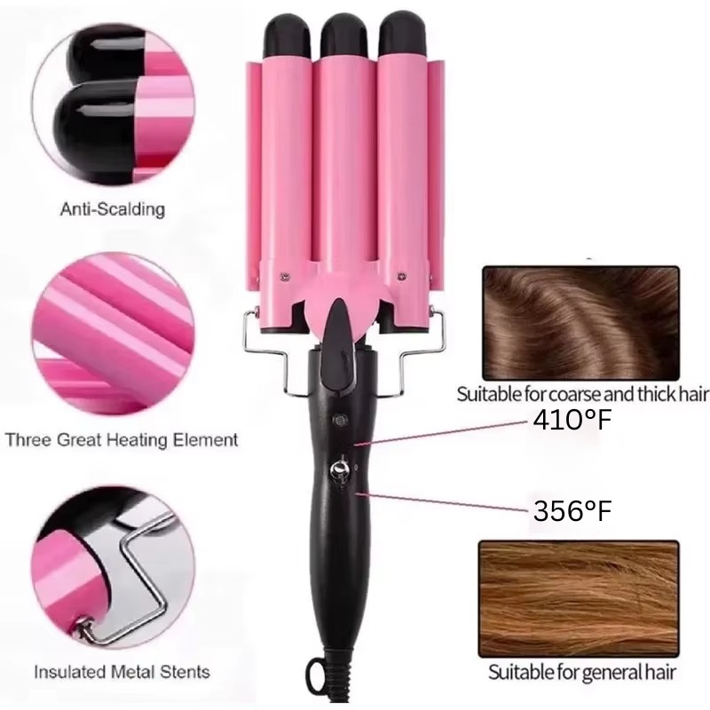 Ceramic Triple Barrel Wave Styler for Perfect Curls