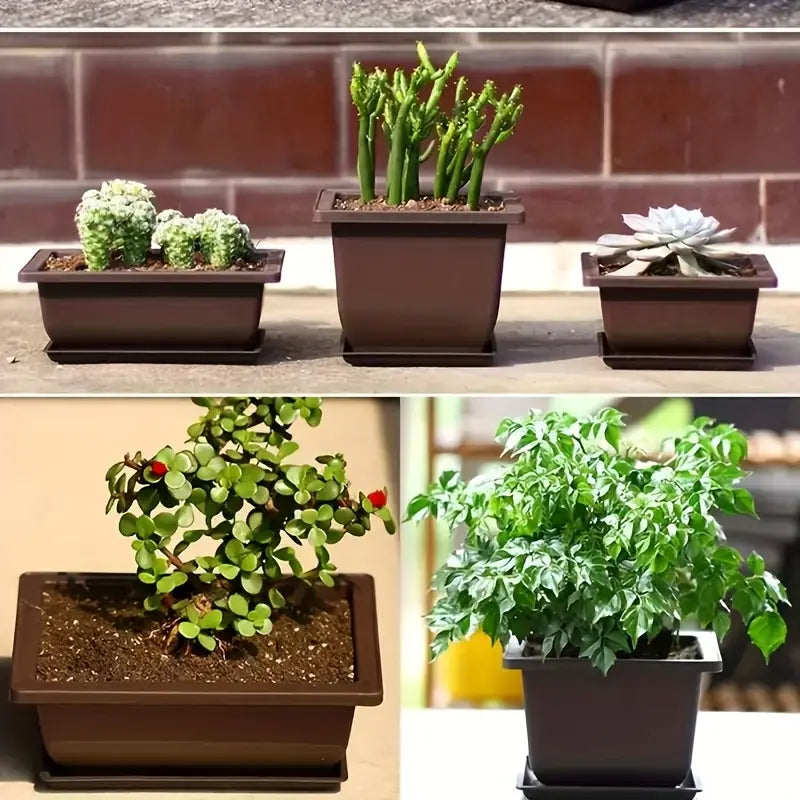 Plant pot with saucer – Rectangular flower pot for garden and balcony