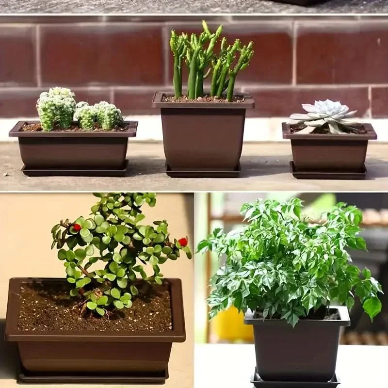 Rectangular Flower Planter with Saucer for Balcony