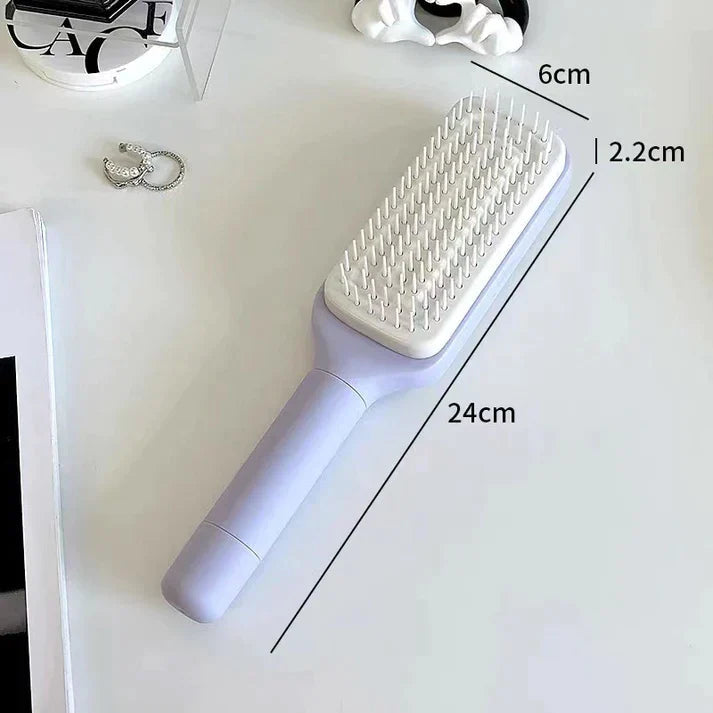 LuxéTress 4-in-1 Self-Cleaning Hairbrush | Innovative hairbrush with self-cleaning technology for effortlessly smooth and shiny hair