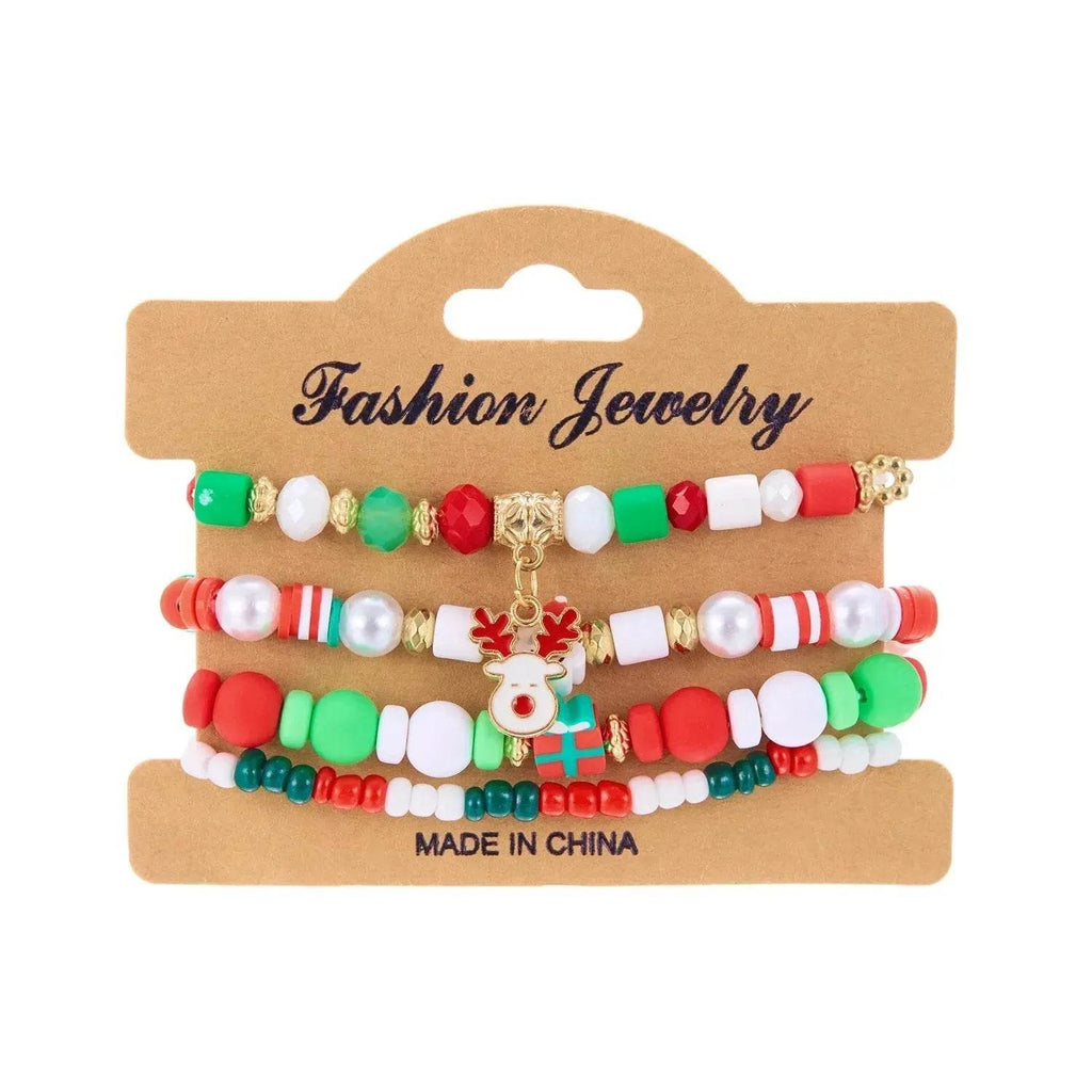 4pcs Christmas Snowman Handmade Beaded Bracelet set gift idea