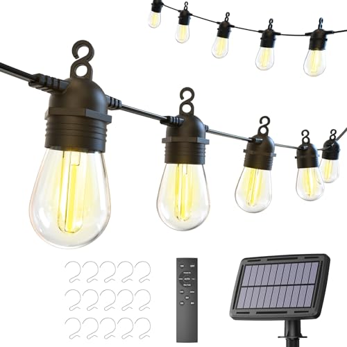52FT Solar String Lights for Outdoor with Remote Control, Warm White