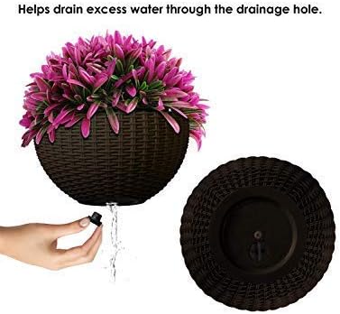 Woven hanging basket for plants with chain – Ideal for balcony and garden